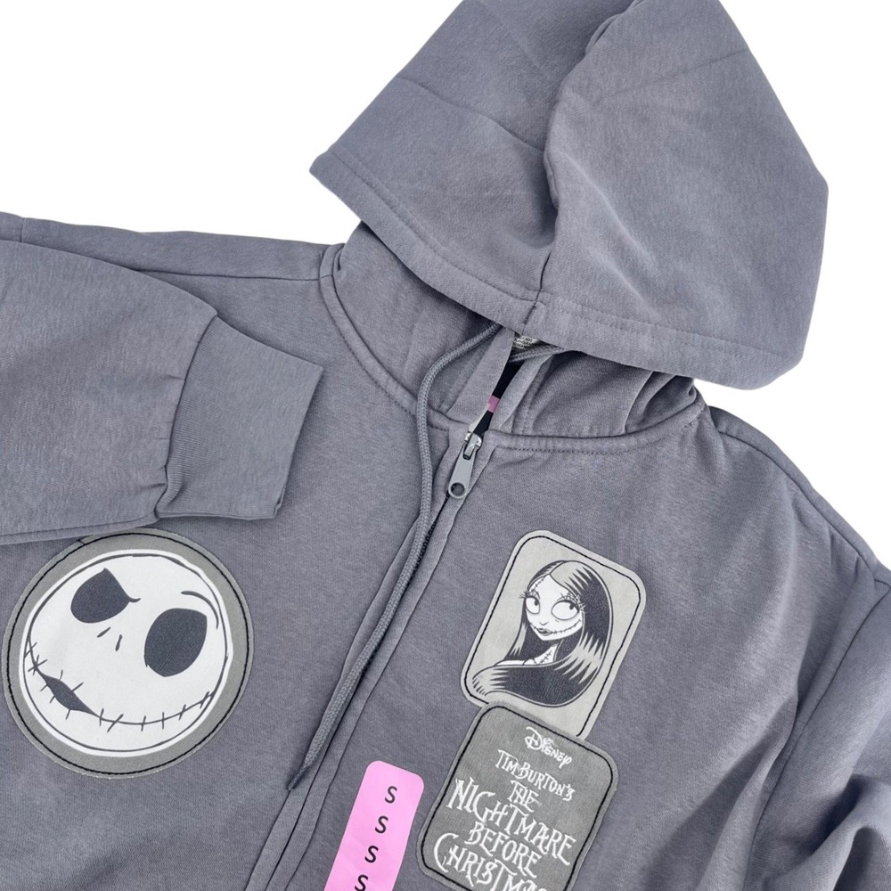 Disney The Nightmare Before Christmas Small Multi‎ Patch Full Zip Hoodie NEW